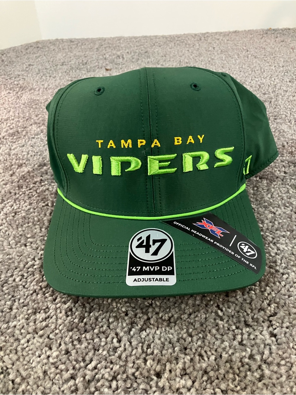 Tampa Bay Vipers XFL Baseball Cap Snapback Green ‘47 Brand One Size Retro NWT!